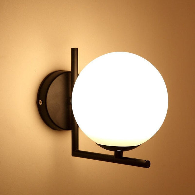 Design Moon Wall Bedside Lamp with Chic Glass Globe