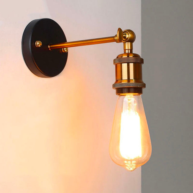 Edison Industrial Wall Bedside Lamp with Adjustable Metal Base