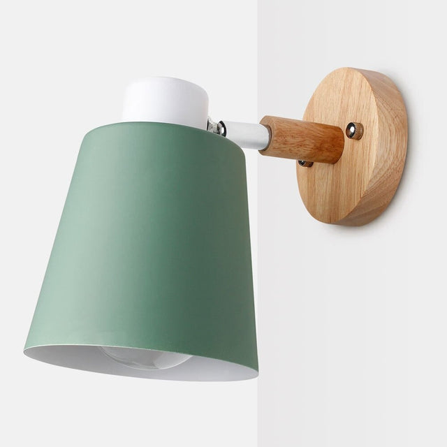 Wooden Modern Wall Bedside Lamp with Vintage Bell Shape