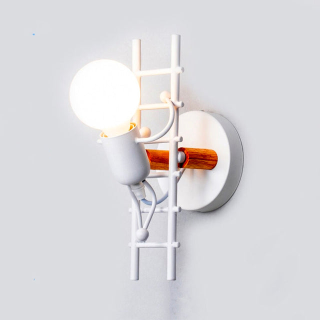 Industrial Original Wall Bedside Lamp with Metal and Wood