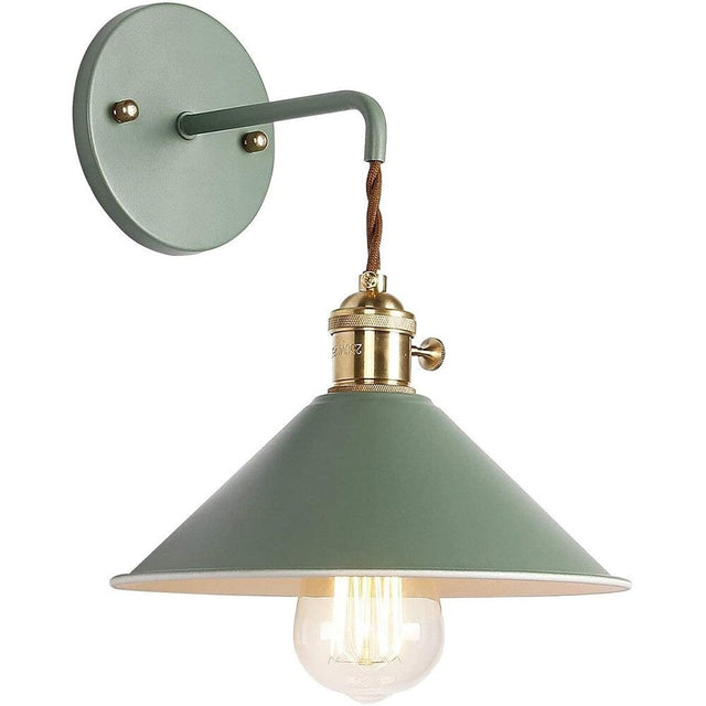 Vintage Metal Wall Bedside Lamp with Retro Bell Shade