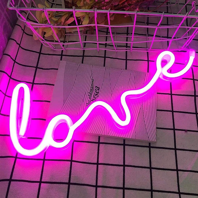 LOVE Neon Light Bedside Lamp with Touch Control and 8 Colors