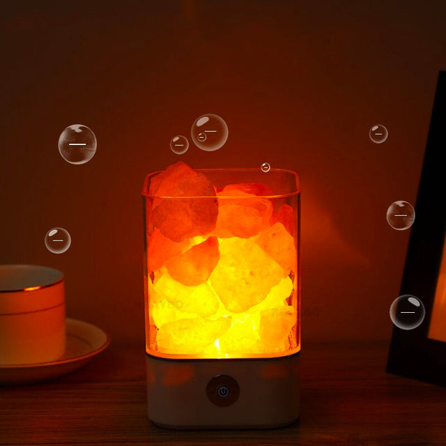 Himalayan Salt Bedside Lamp with Warm Glow and USB Rechargeable