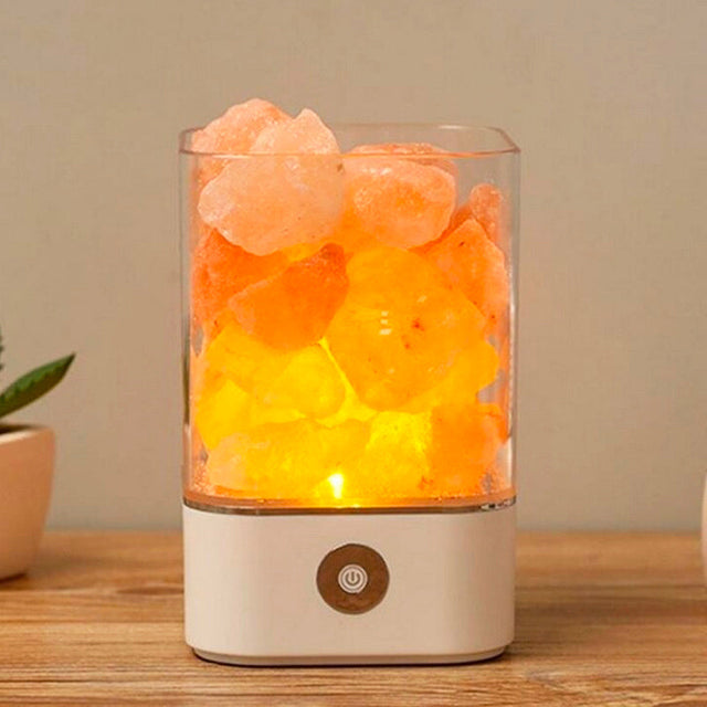 Himalayan Salt Bedside Lamp with Warm Glow and USB Rechargeable