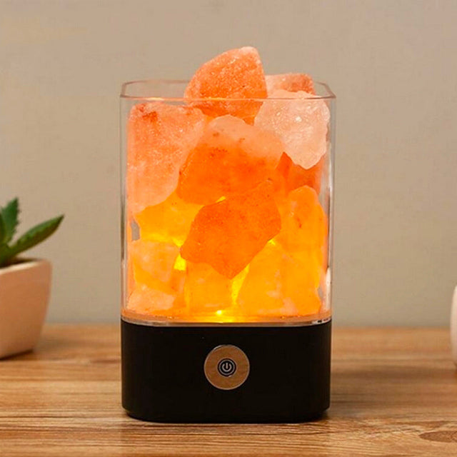 Himalayan Salt Bedside Lamp with Warm Glow and USB Rechargeable