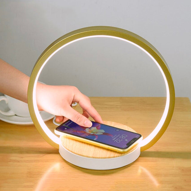 Touch-Sensitive Bedside Lamp with Wireless Charger and LED