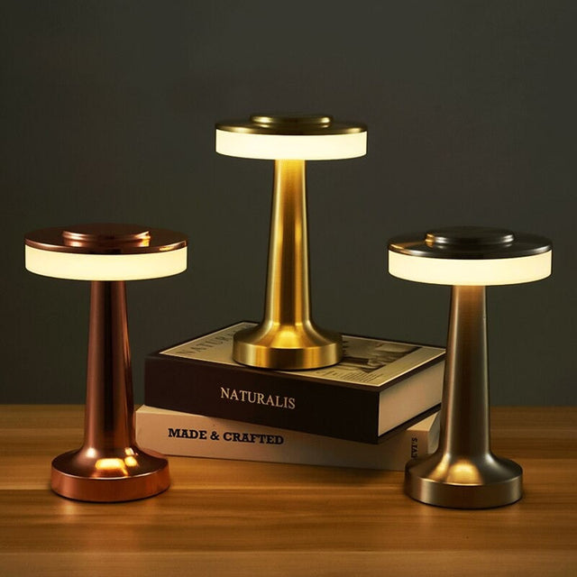 Saucer Touch-Sensitive LED Bedside Lamp in Retro Style
