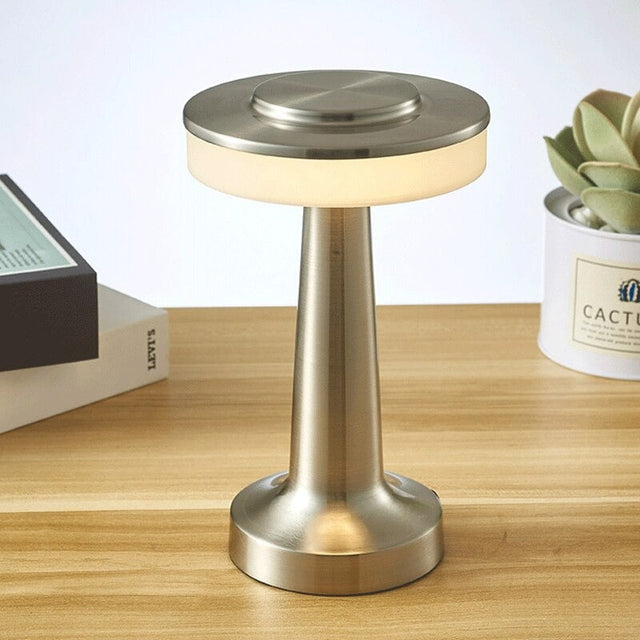 Saucer Touch-Sensitive LED Bedside Lamp in Retro Style