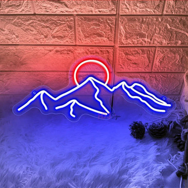 SummitGlow – LED Neon Sign with Mountain & Sun Design for a Vibrant Ambience