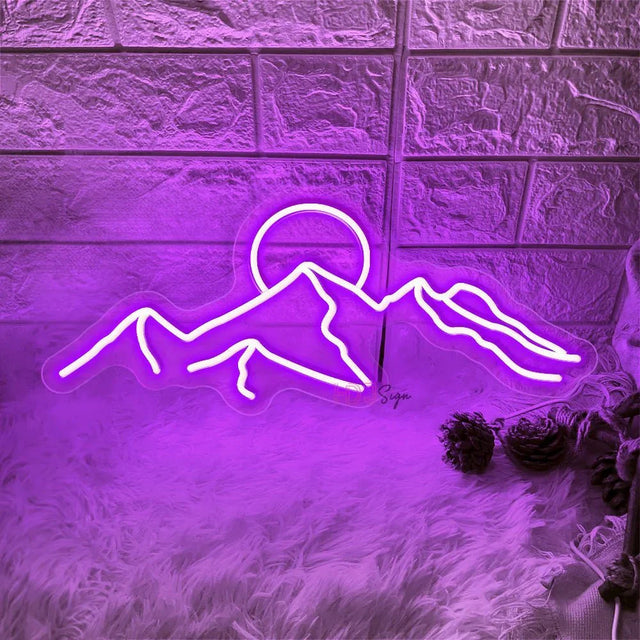 SummitGlow – LED Neon Sign with Mountain & Sun Design for a Vibrant Ambience