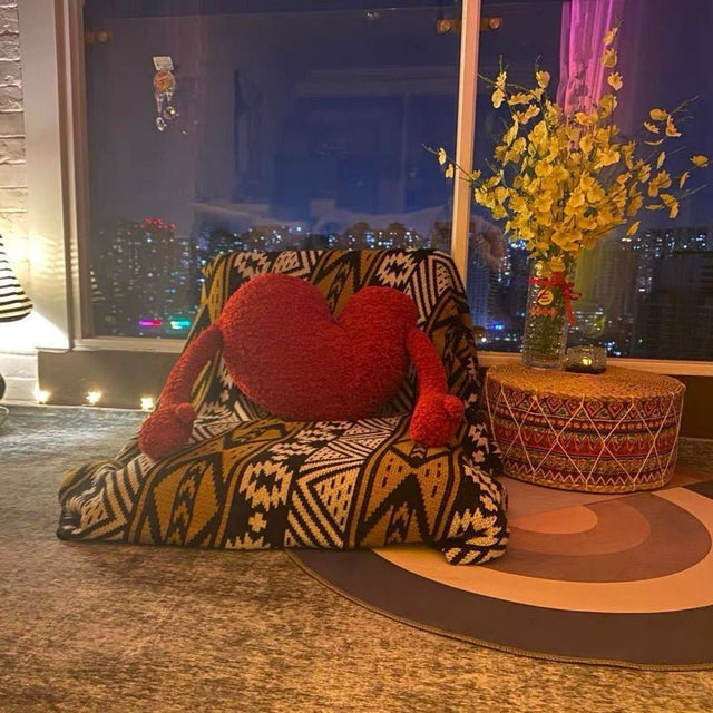 Love Heart Sofa Cushion in Soft Plush Fabric Design