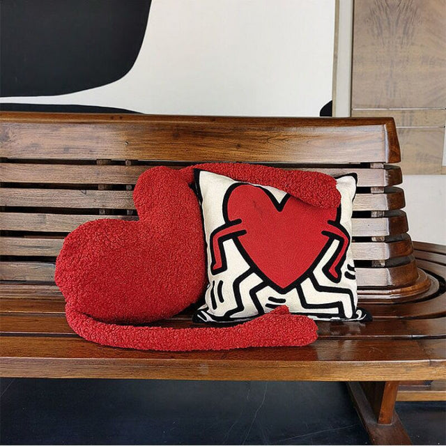 Love Heart Sofa Cushion in Soft Plush Fabric Design