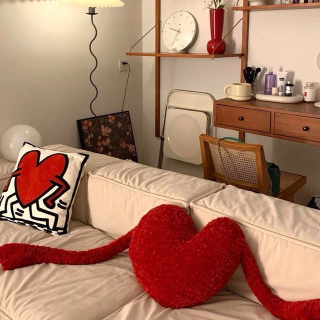 Love Heart Sofa Cushion in Soft Plush Fabric Design