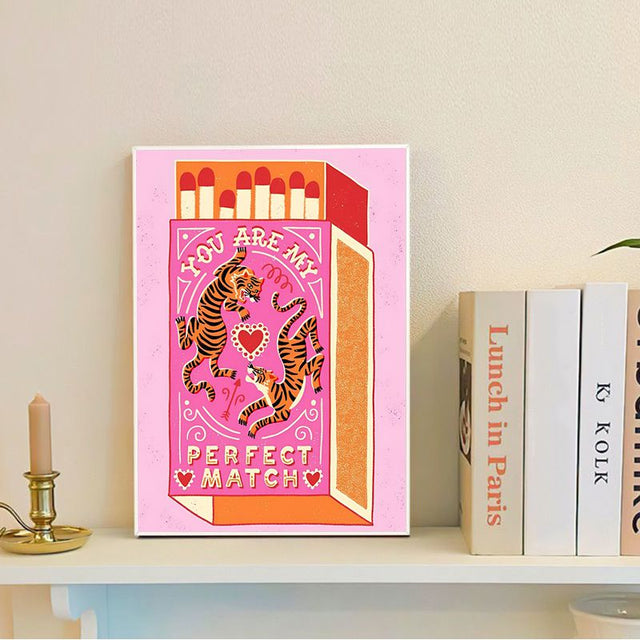 Love You're My Perfect Match Vintage Sticky Posters