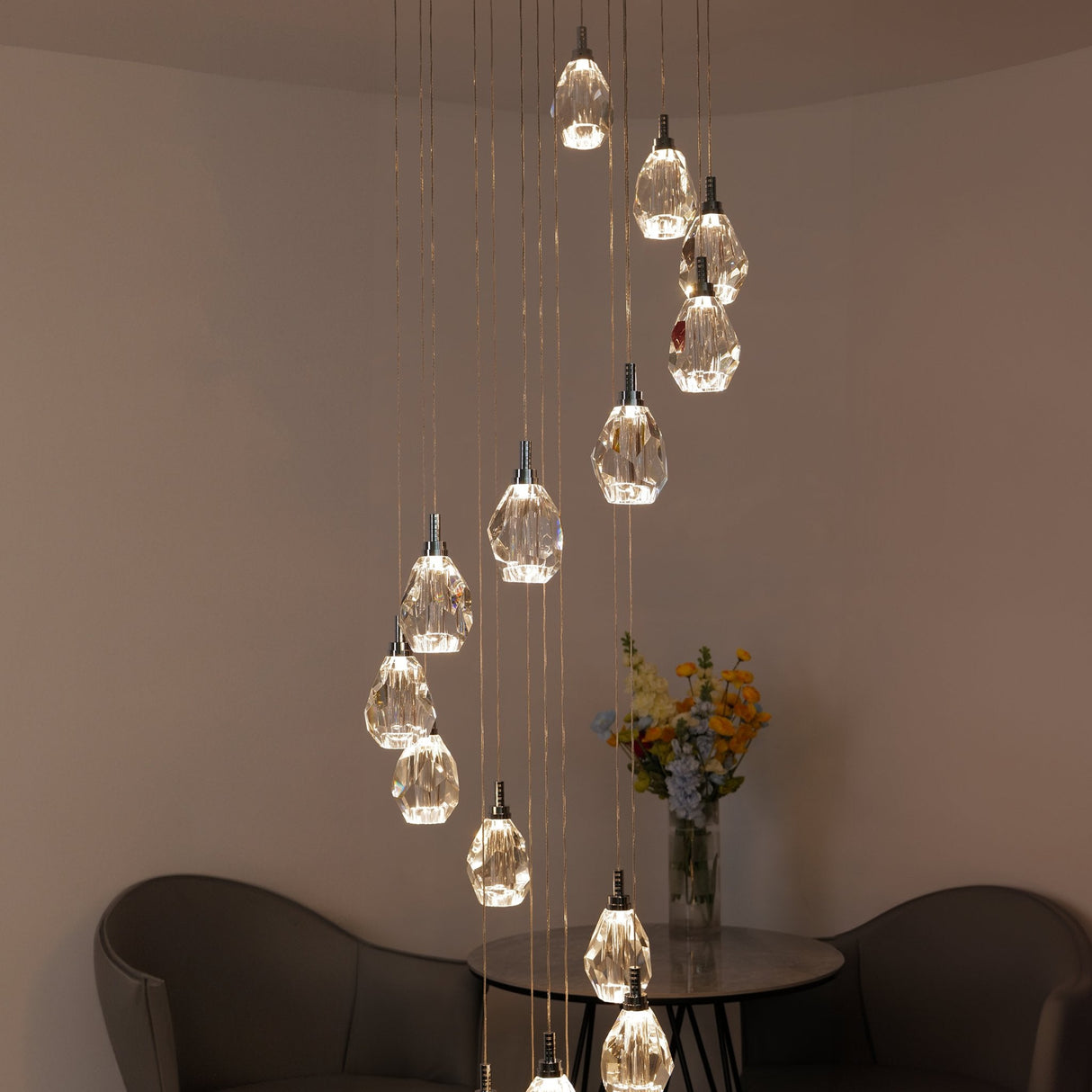 Luxe Light Crystals Chandelier – Luxury Dimmable Crystal Ceiling Light