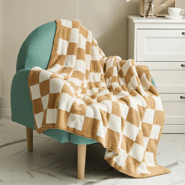 Luxurious Colourful Chequerboard Plaid Blanket for Cozy Comfort