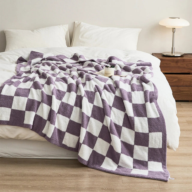 Luxurious Colourful Chequerboard Plaid Blanket for Cozy Comfort