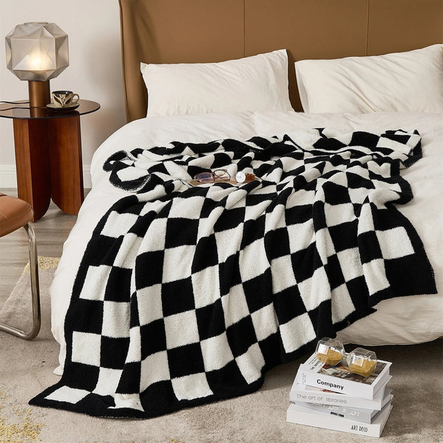 Luxurious Colourful Chequerboard Plaid Blanket for Cozy Comfort