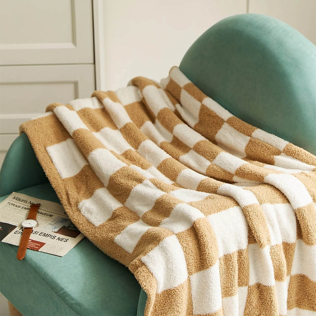 Luxurious Colourful Chequerboard Plaid Blanket for Cozy Comfort