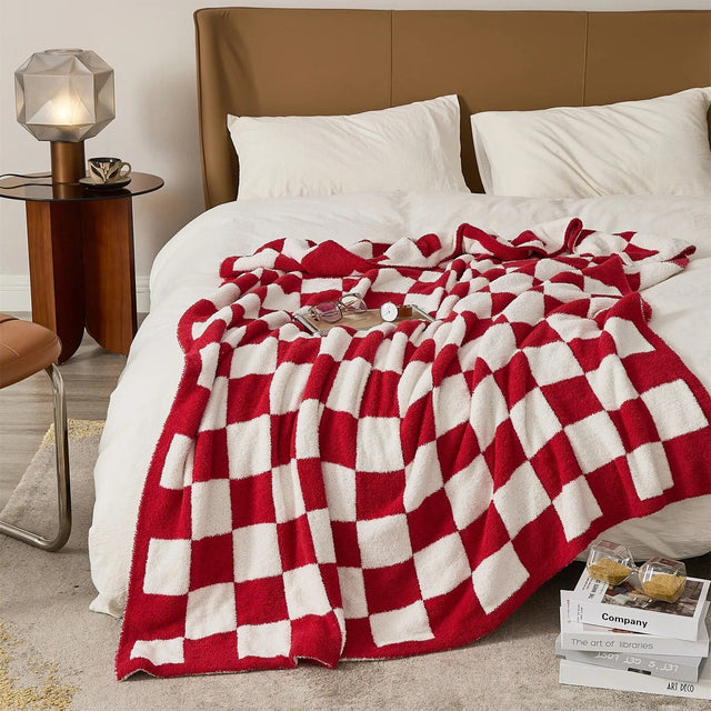 Luxurious Colourful Chequerboard Plaid Blanket for Cozy Comfort