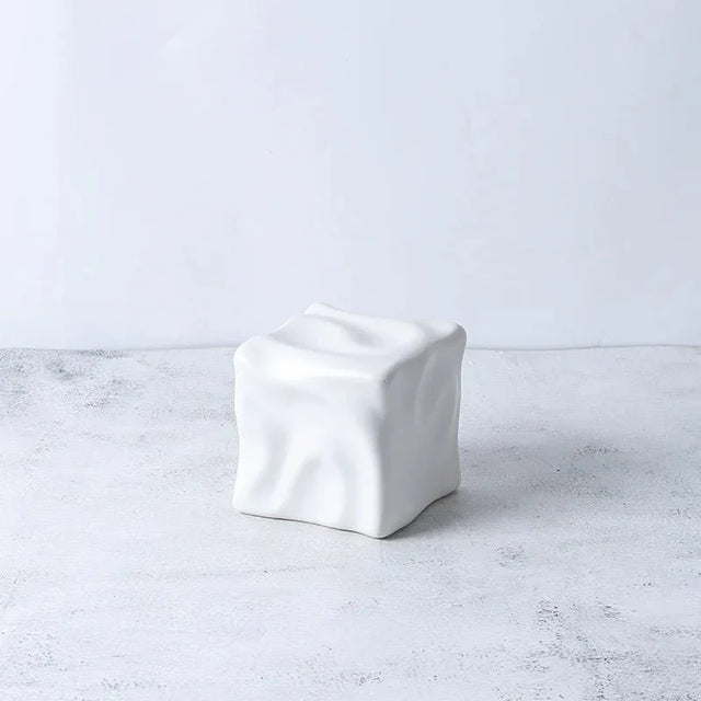 Metallic Coloured Cube Ornament in Modern Ceramic Design