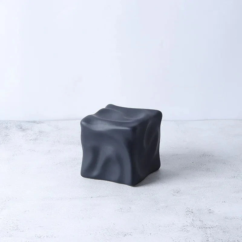 Metallic Coloured Cube Ornament in Modern Ceramic Design