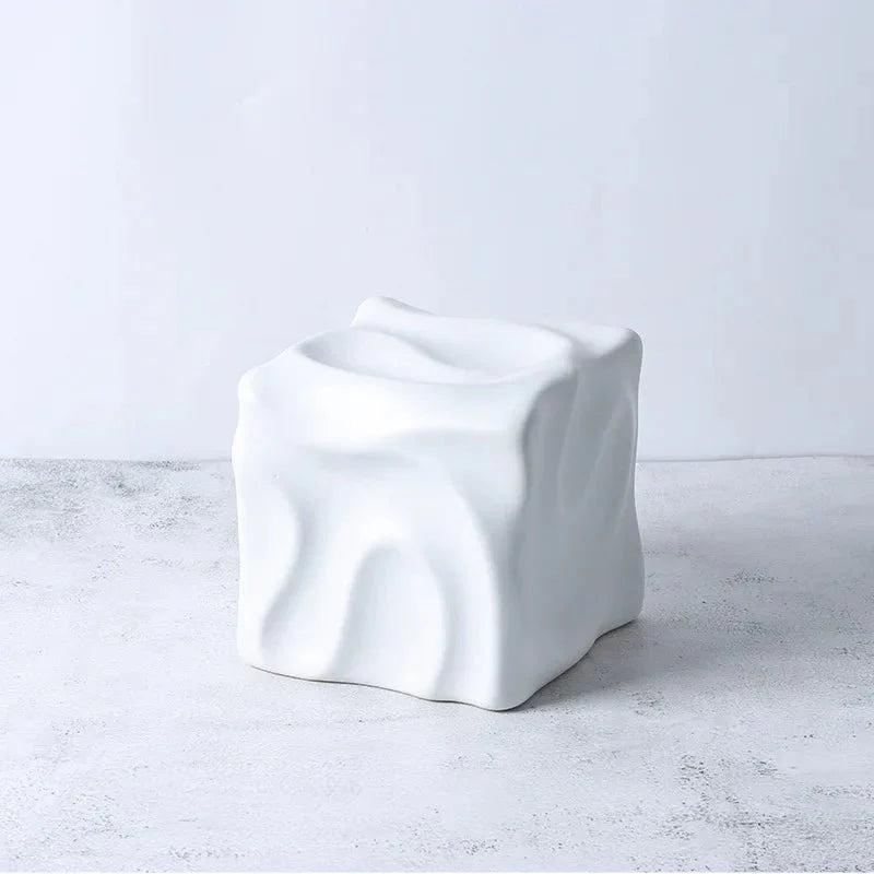 Metallic Coloured Cube Ornament in Modern Ceramic Design