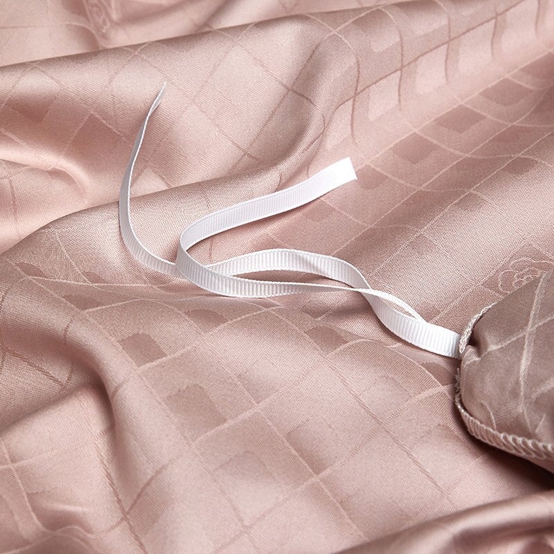 Millennia Coral Duvet Cover Set – 1000 TC Egyptian Cotton in Soft Pink with Diamond Texture