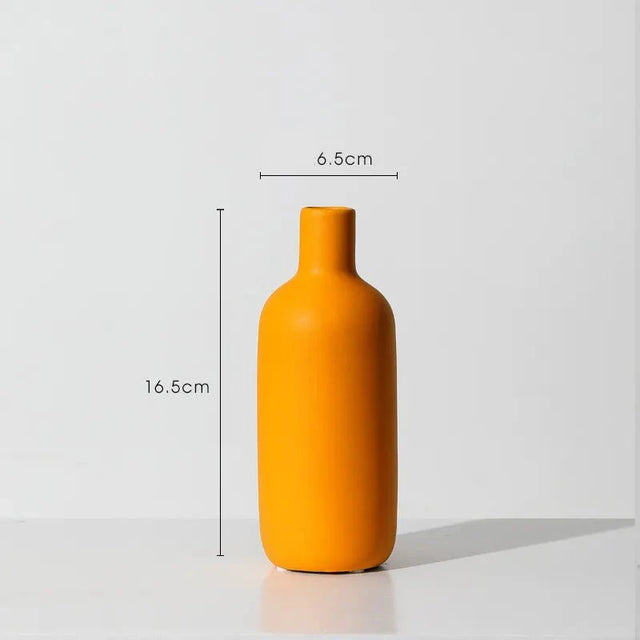 Minimalist Solid Colour Bright Ceramic Vase for Home Decor
