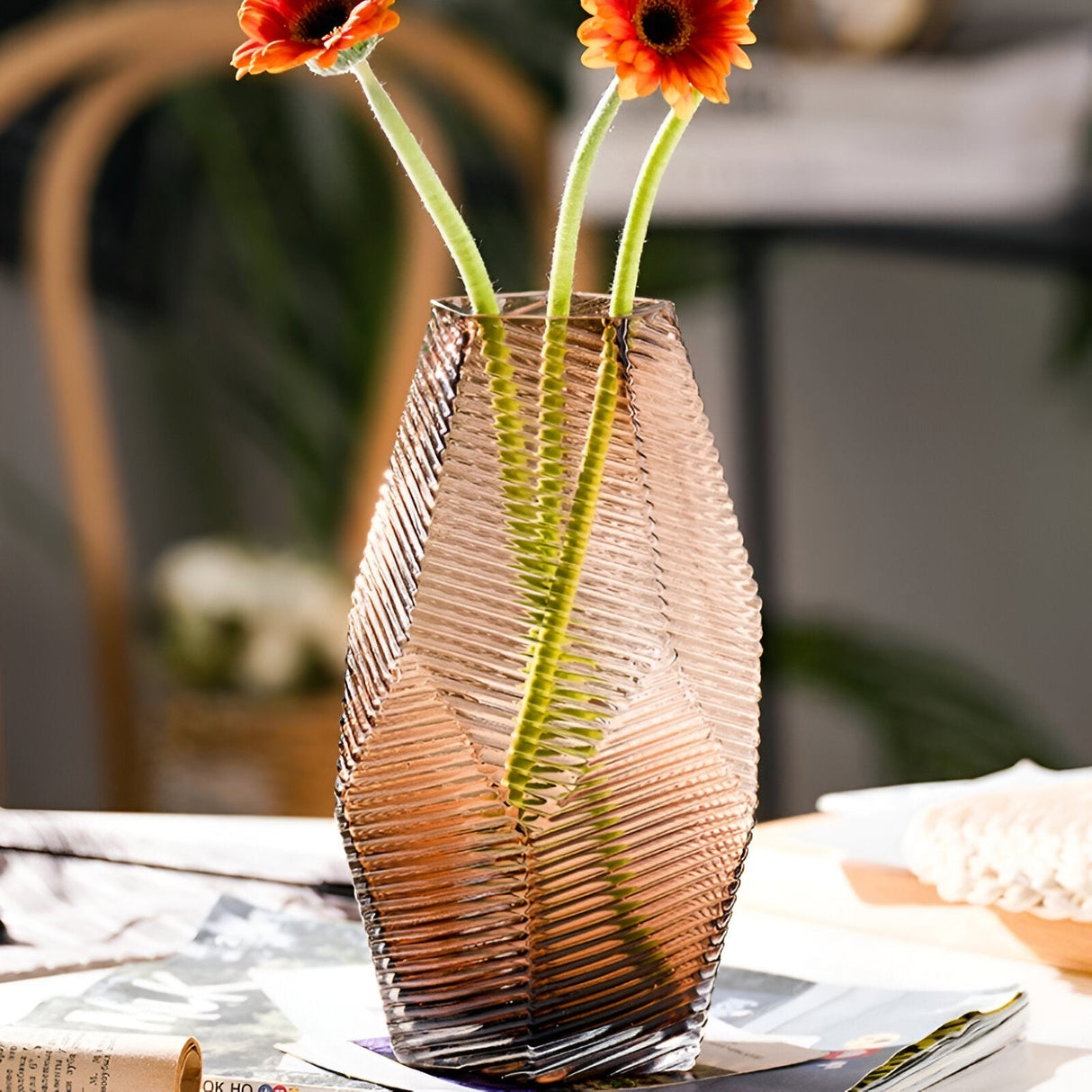 Modern Geometric Style Glass Vase for Unique Home Decor