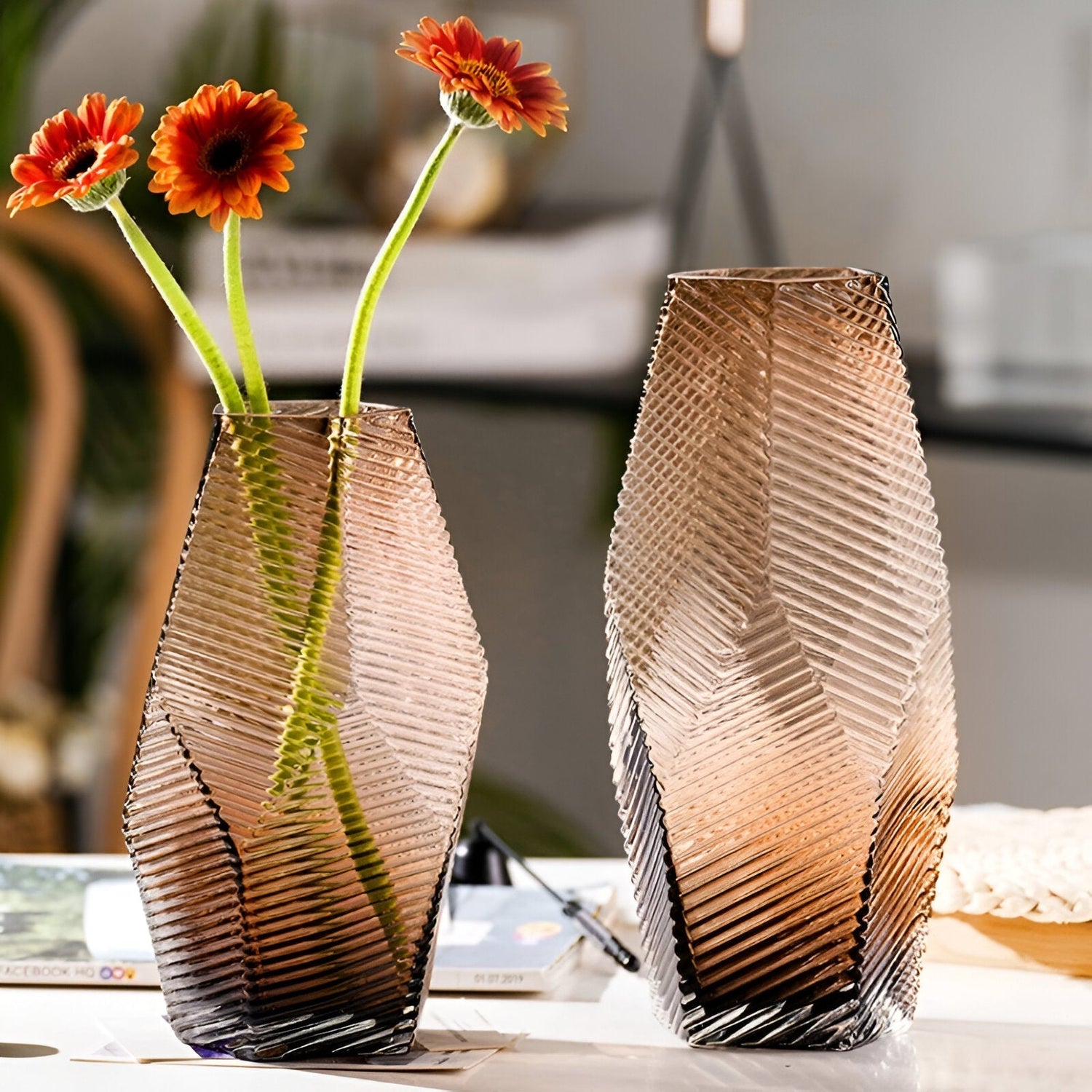 Modern Geometric Style Glass Vase for Unique Home Decor