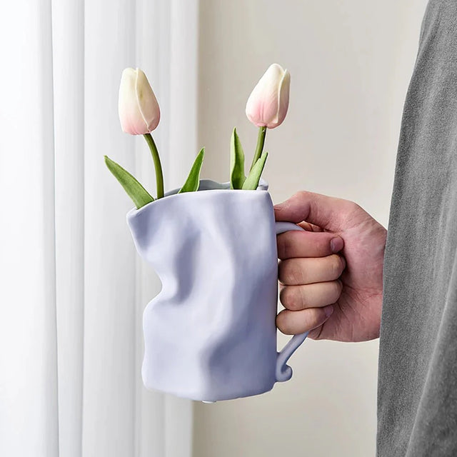 Modern Minimalist Irregular Ceramic Vase for Home Decor