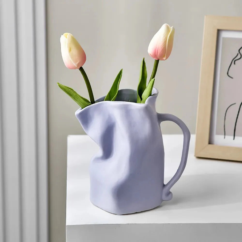 Modern Minimalist Irregular Ceramic Vase for Home Decor