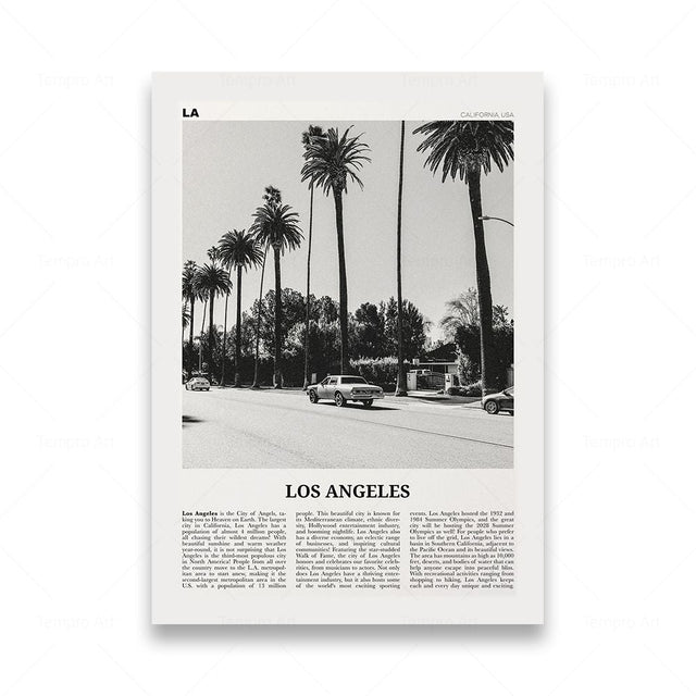 Monochrome Landscape Travel Poster - Modern Art Print Unframed