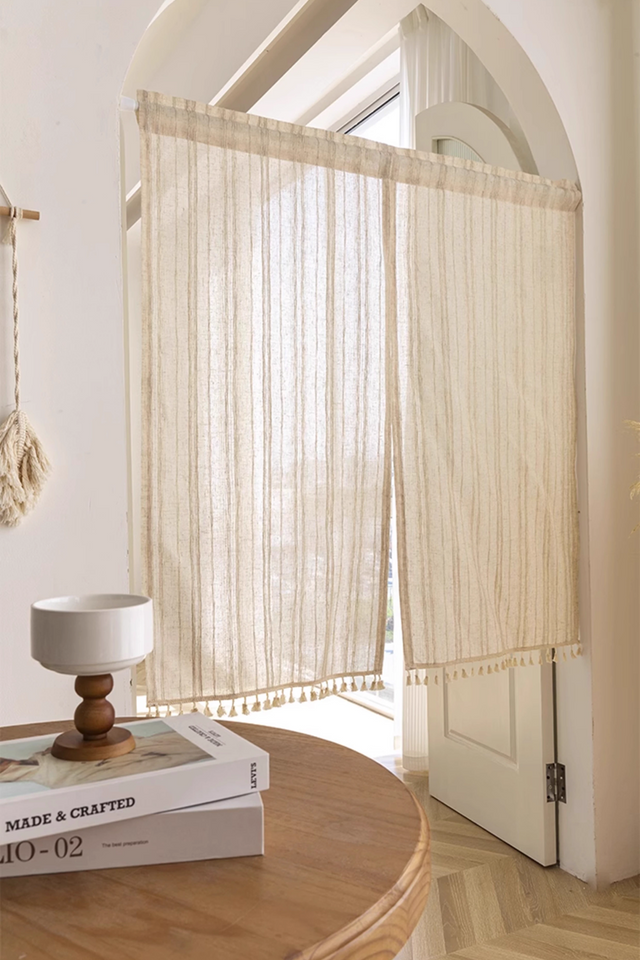 Japanese Cotton Tassel Door Curtain with Lace Details