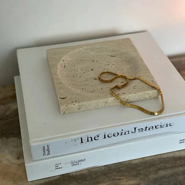 Natural Marble Decorative Display Plate - Square 20cm Aesthetic