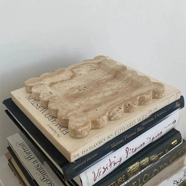 Natural Marble Decorative Display Plate - Square 20cm Aesthetic