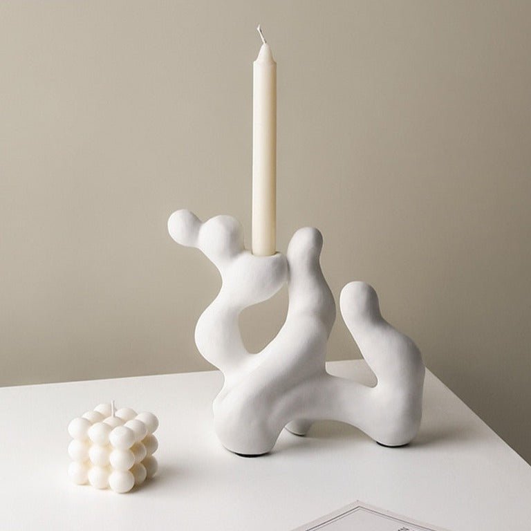 Nordic Ceramic Irregular Candlestick Holder - Modern Style