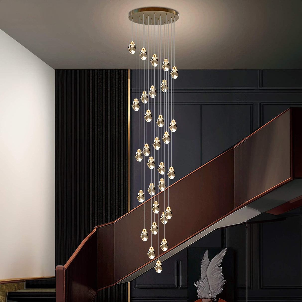 Nordic Crystal Chandelier – Luxury Spiral Glass Pendant Light