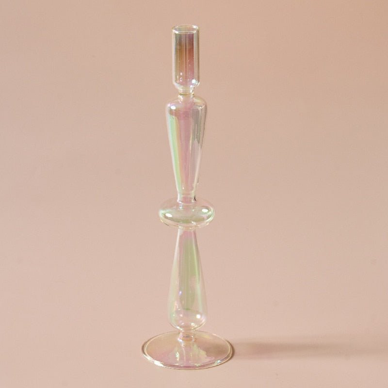 Nordic Iridescent Candle Holders in Sturdy Glass Style
