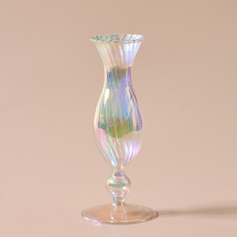 Nordic Iridescent Candle Holders in Sturdy Glass Style