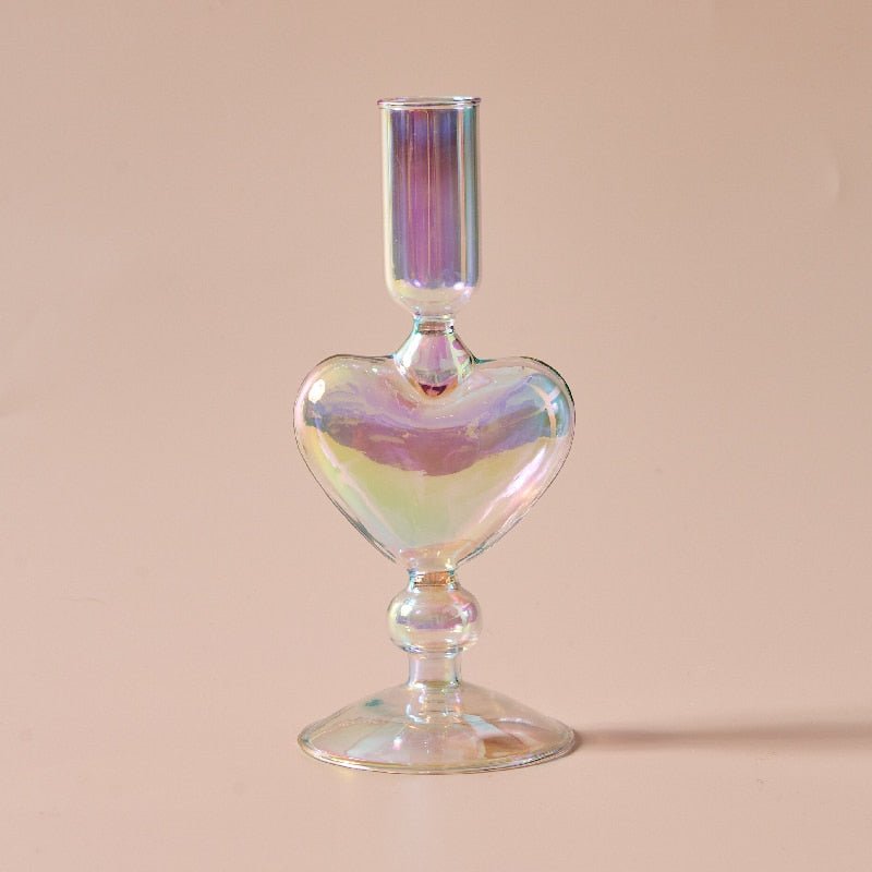 Nordic Iridescent Candle Holders in Sturdy Glass Style