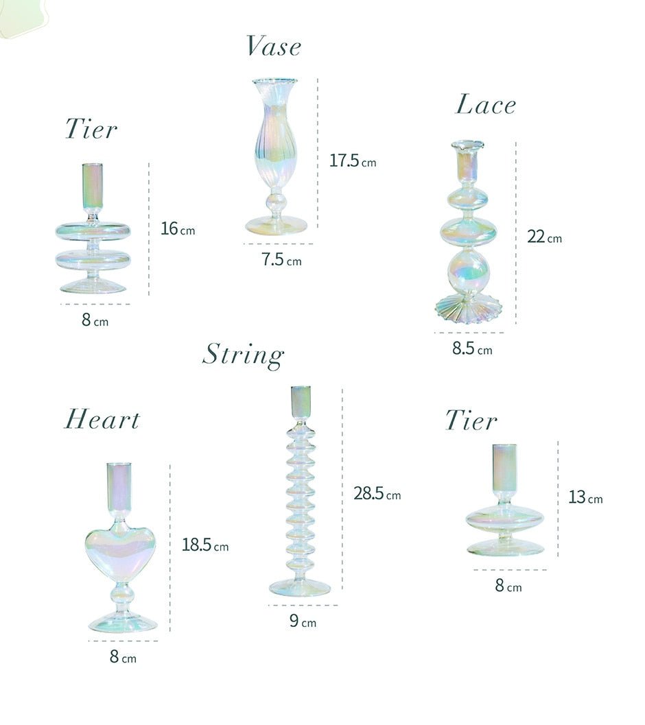 Nordic Iridescent Candle Holders in Sturdy Glass Style