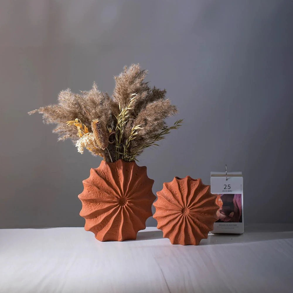 Nordic Minimal Red Ceramic Vase for Elegant Home Decor