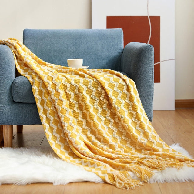 Nordic Solid Sofa Knitted Blanket for Cozy Comfort