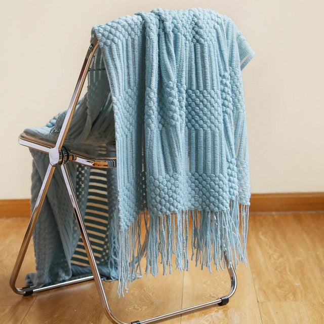 Nordic Solid Sofa Knitted Blanket for Cozy Comfort