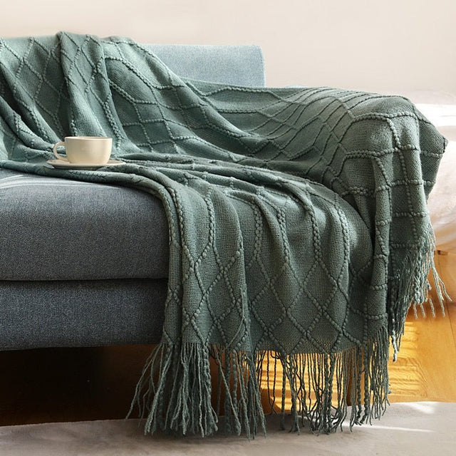 Nordic Solid Sofa Knitted Blanket for Cozy Comfort