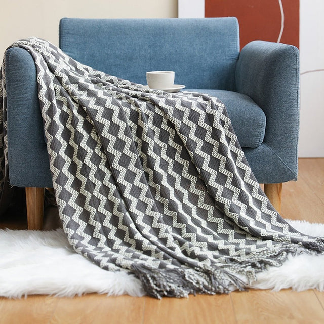 Nordic Solid Sofa Knitted Blanket for Cozy Comfort