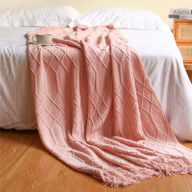 Nordic Solid Sofa Knitted Blanket for Cozy Comfort