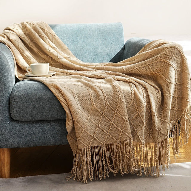 Nordic Solid Sofa Knitted Blanket for Cozy Comfort